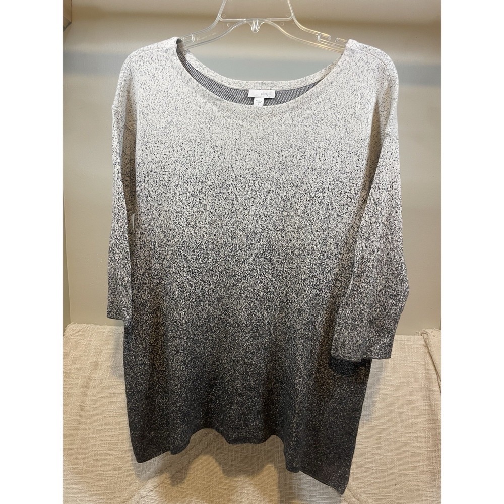 Pure Jill Tunic Sweater Classic Ombre Knit Pullover BoatNeck Womens M Career 3/4